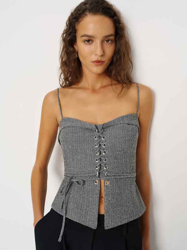 Clayten Top - Black Herringbone